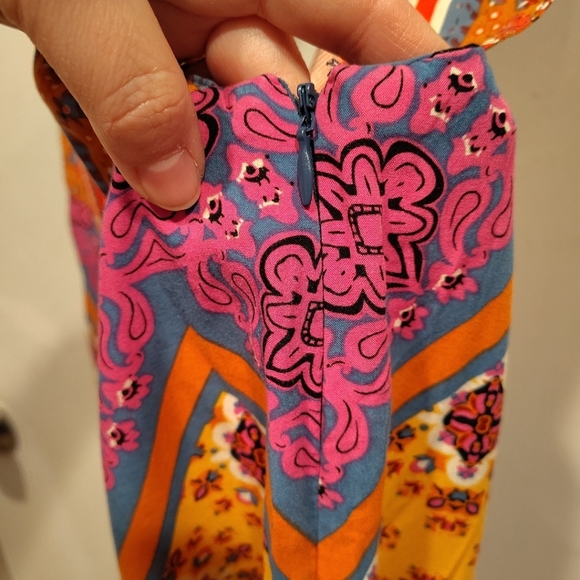 Free People Multicolor Maritzah Wide Leg One Piece Jumpsuit Sz 2 Boho Hippie - Picture 5 of 7